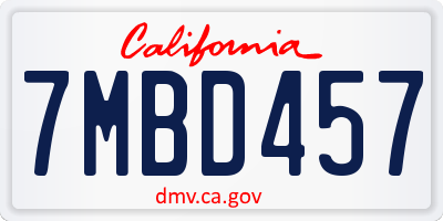 CA license plate 7MBD457