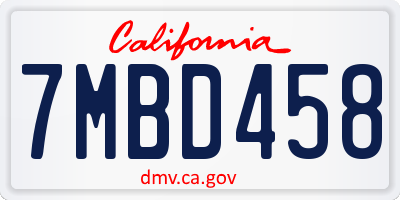 CA license plate 7MBD458