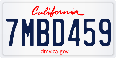 CA license plate 7MBD459