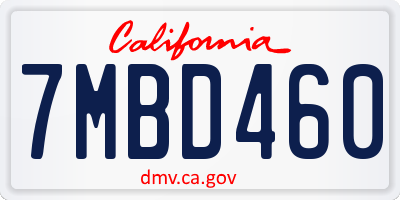 CA license plate 7MBD460