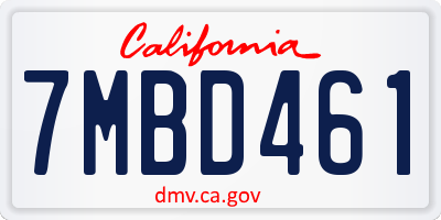 CA license plate 7MBD461