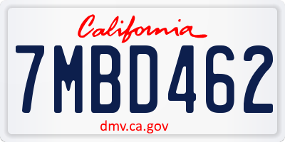 CA license plate 7MBD462
