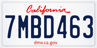 CA license plate 7MBD463