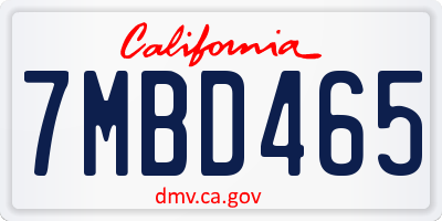 CA license plate 7MBD465