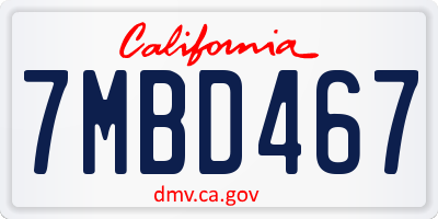 CA license plate 7MBD467