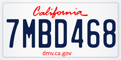 CA license plate 7MBD468