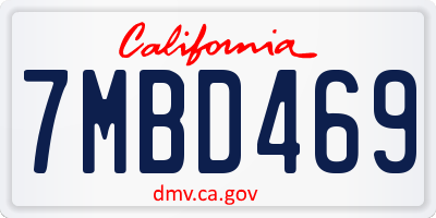 CA license plate 7MBD469