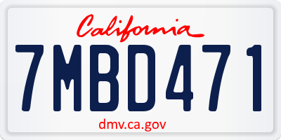 CA license plate 7MBD471