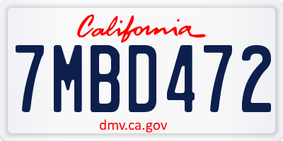 CA license plate 7MBD472