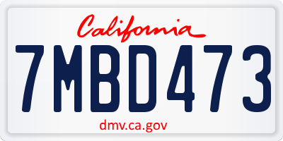 CA license plate 7MBD473