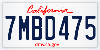 CA license plate 7MBD475