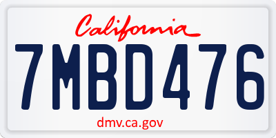 CA license plate 7MBD476