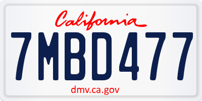 CA license plate 7MBD477