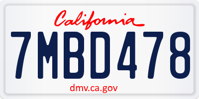 CA license plate 7MBD478