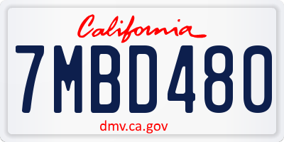 CA license plate 7MBD480