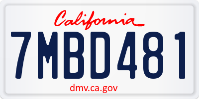 CA license plate 7MBD481
