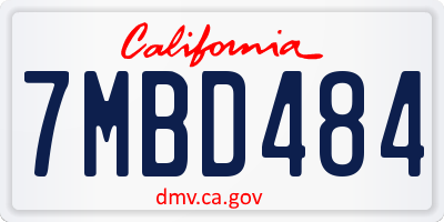 CA license plate 7MBD484