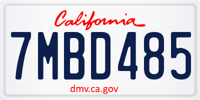 CA license plate 7MBD485
