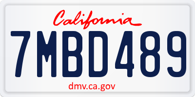 CA license plate 7MBD489