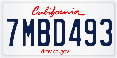 CA license plate 7MBD493