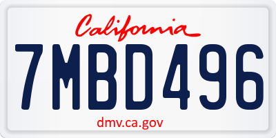 CA license plate 7MBD496