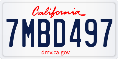 CA license plate 7MBD497