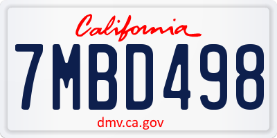 CA license plate 7MBD498