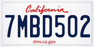CA license plate 7MBD502