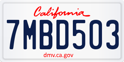 CA license plate 7MBD503