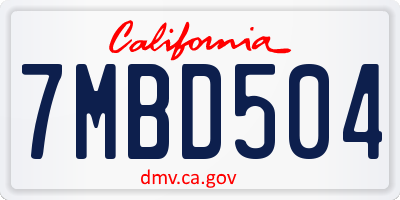 CA license plate 7MBD504
