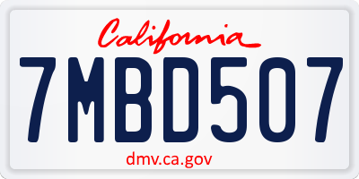 CA license plate 7MBD507