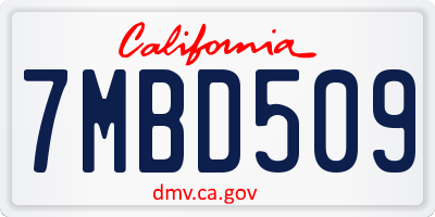 CA license plate 7MBD509
