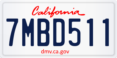 CA license plate 7MBD511