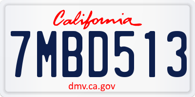 CA license plate 7MBD513