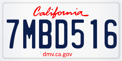 CA license plate 7MBD516