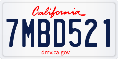 CA license plate 7MBD521