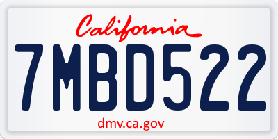 CA license plate 7MBD522