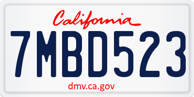 CA license plate 7MBD523