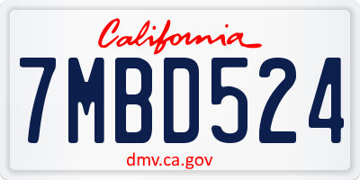 CA license plate 7MBD524