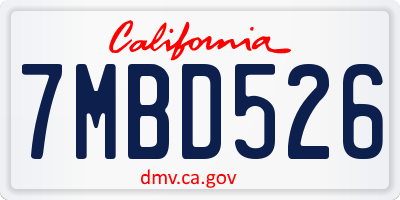 CA license plate 7MBD526