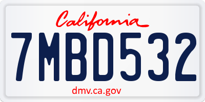 CA license plate 7MBD532