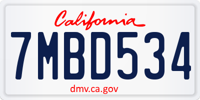 CA license plate 7MBD534