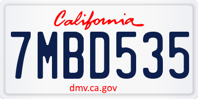 CA license plate 7MBD535