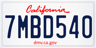 CA license plate 7MBD540