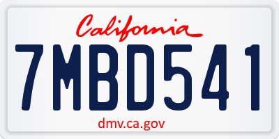 CA license plate 7MBD541
