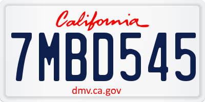 CA license plate 7MBD545