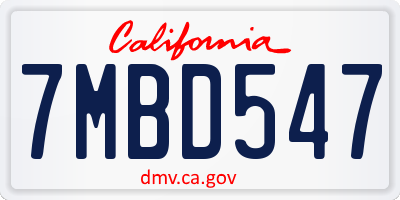 CA license plate 7MBD547