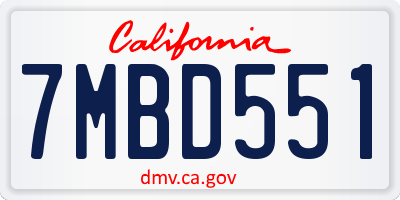 CA license plate 7MBD551