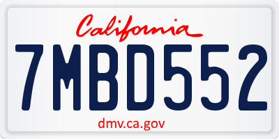 CA license plate 7MBD552