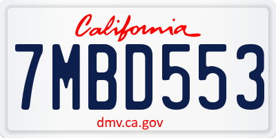 CA license plate 7MBD553